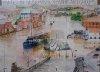 Painting of The Wharf, Newark in Flood
